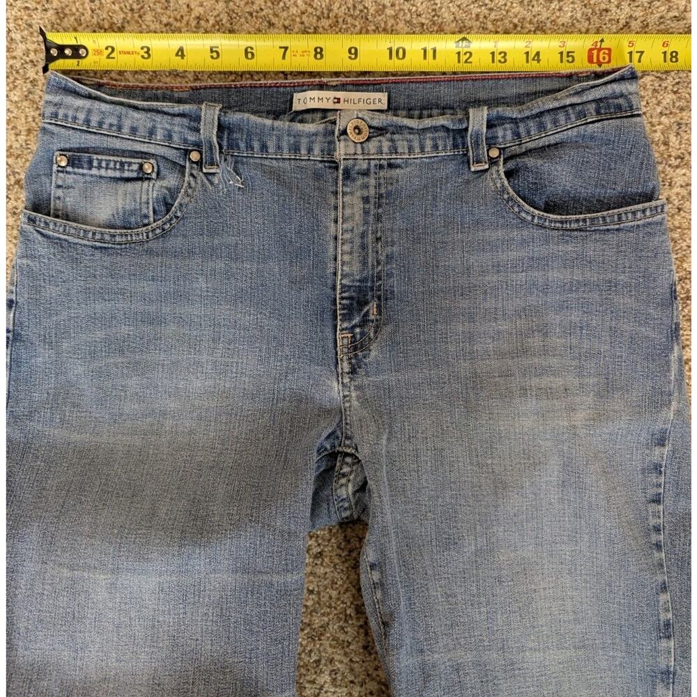 Vintage Tommy Hilfiger Y2K Low Rise Flare Jeans Size 12 Long Medium Wash - Picture 7 of 9